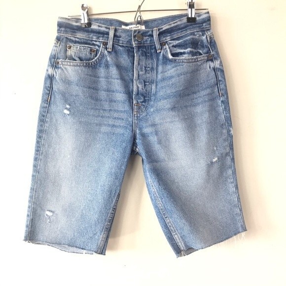 Grlfrnd Beverly One For The Road Denim Long Bermuda Boyfriend Jean Shorts 26 - Picture 5 of 16